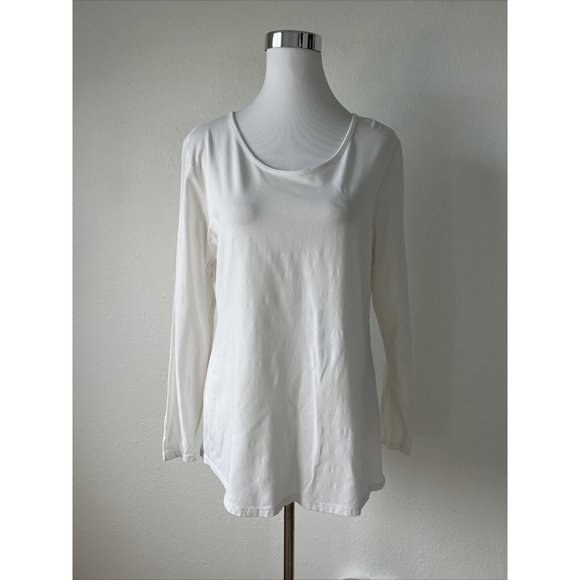 Downeast Essential Womens Top XXL Long Sleeve White Beige Athleisure Stretch - Picture 1 of 11